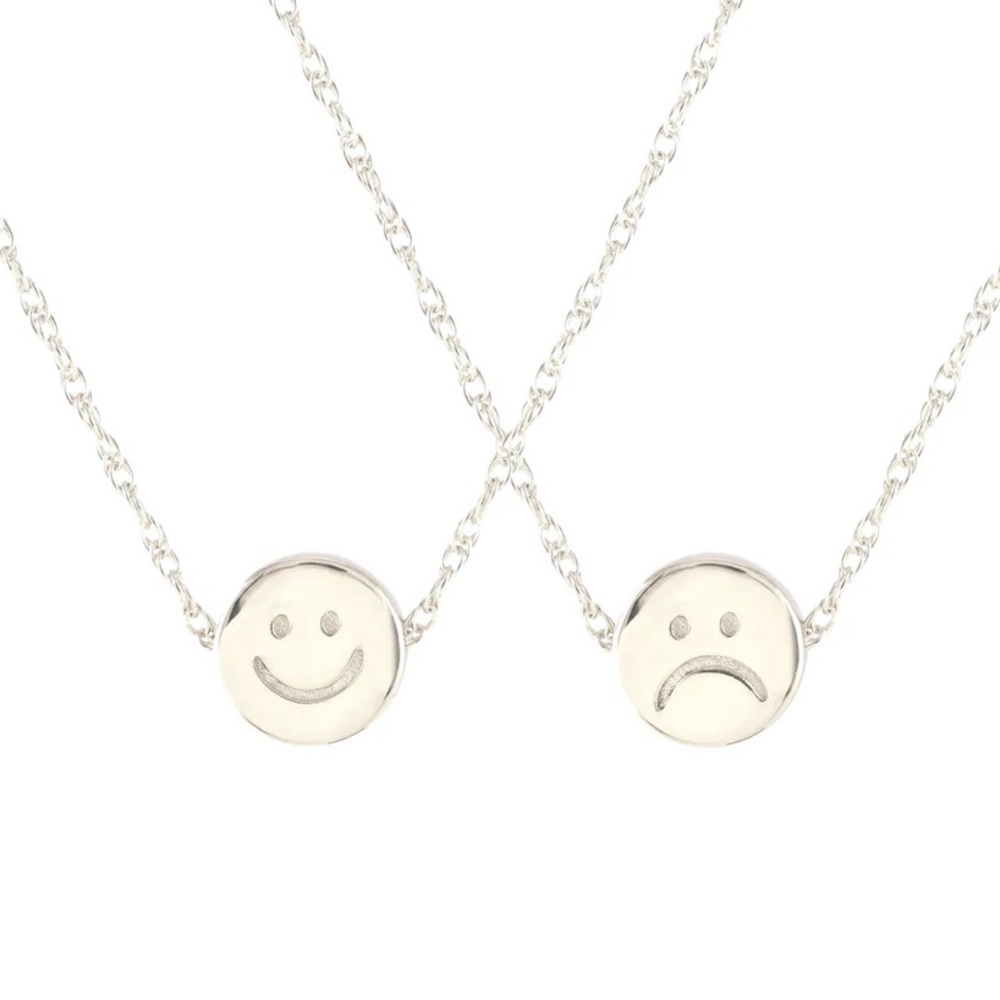 KRIS NATIONS HAPPY SAD STERLING SILVER CHAIN NECKLACE